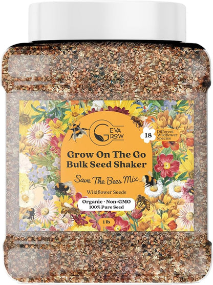 Wildflower Seed Mix 1LB Tub - Save The Bees Seed Mix, by GevaGrow | Bulk 300,000+ Seeds |