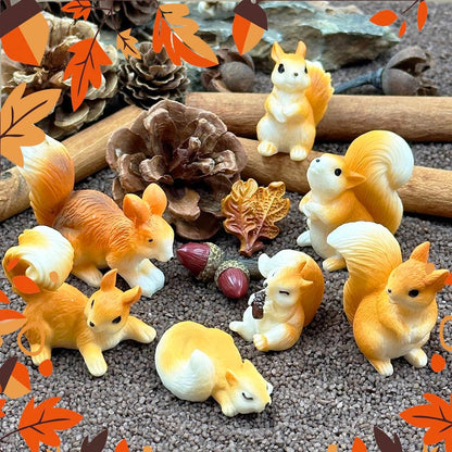 Miniature Squirrel Figurine, 21Pcs Mini Resin Squirrel Figures,Tiny Fall Forest Animals Figurines