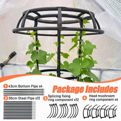 65 Inch Garden Trellis for Climbing Plants Outdoor, Mushroom Top Trellis for Potted Plants, Vines