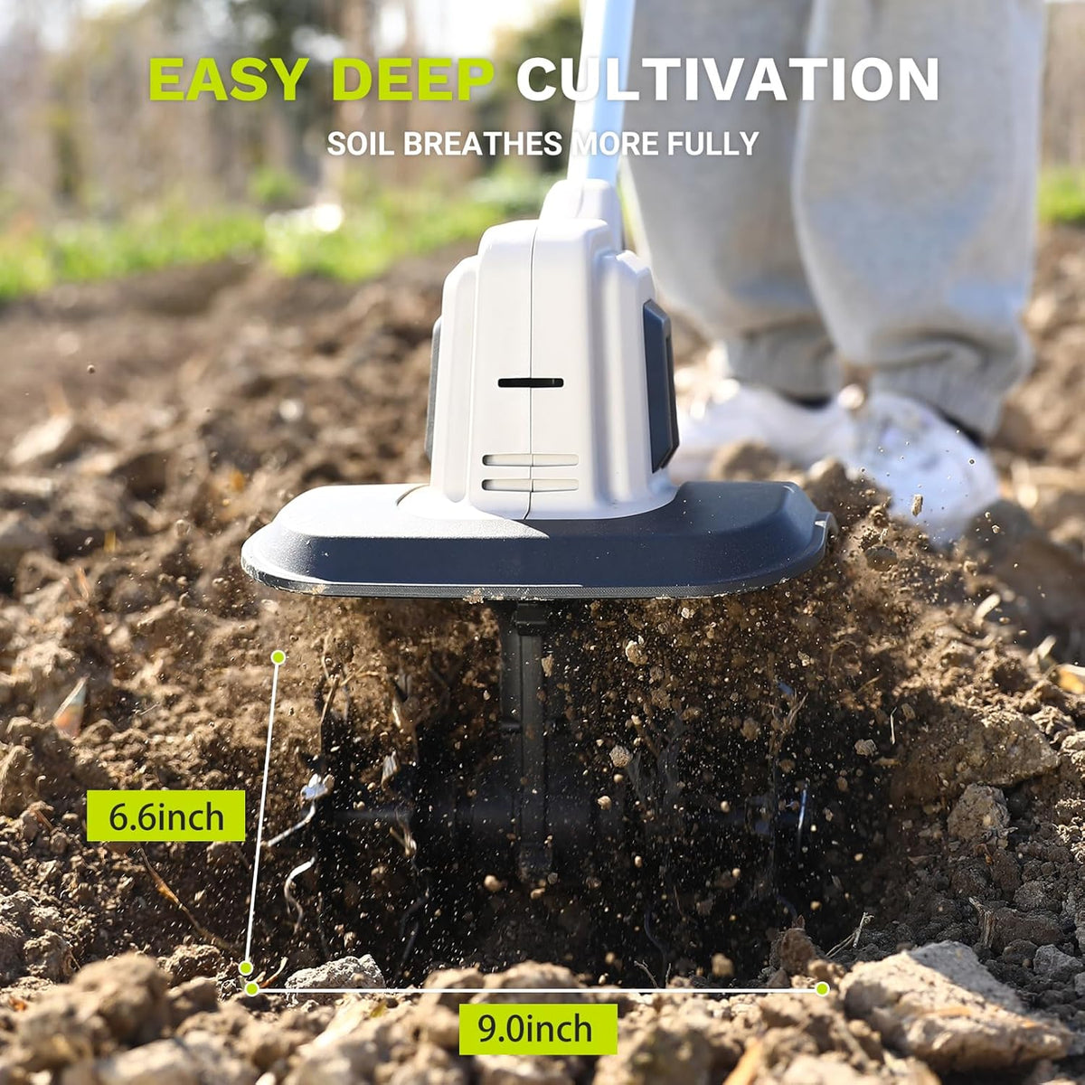 20V Cordless Tiller Cultivator,48 Steel Tines Garden Tiller,9inch Wide Electric Tiller for