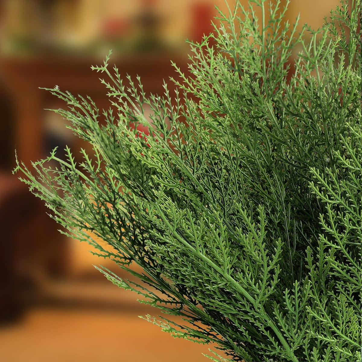 Hananona 40 Pcs Artificial Cedar Picks Faux Cedar Branches Fake Cypress Stems Plastic Pine Greenery