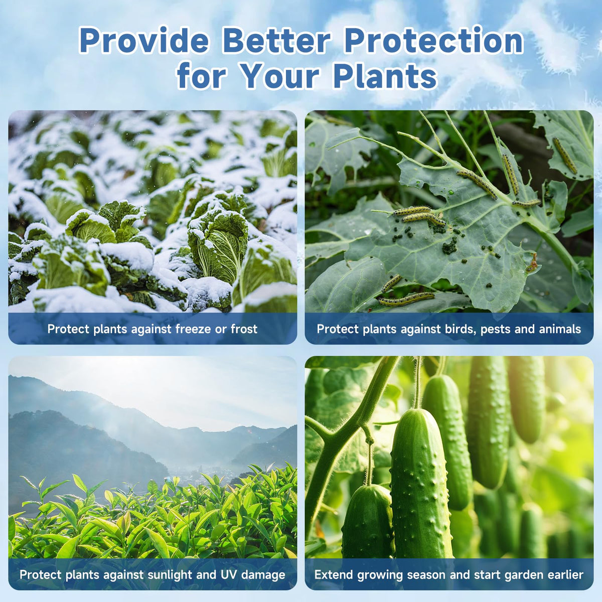 Plant Covers Freeze Protection,10 ft x 40 ft 1.1oz/yd² Thicker Floating Row Blanket Cover Fabric