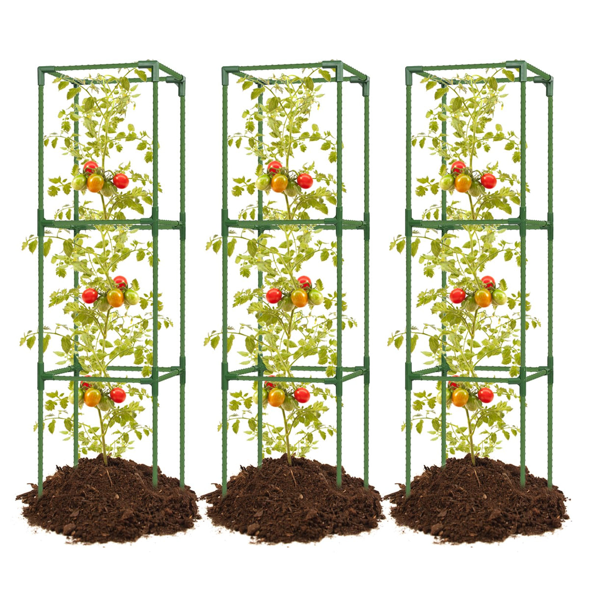 3 Pack 47 Inch Heavy Duty Height Adjustable Square Tomato Cage