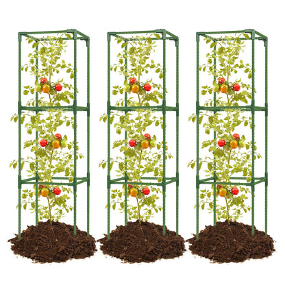 3 Pack 47 Inch Heavy Duty Height Adjustable Square Tomato Cage