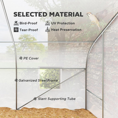 Outsunny 20' x 10' x 7' Outdoor Walk-in Greenhouse, Tunnel Green House with Roll-up Windows