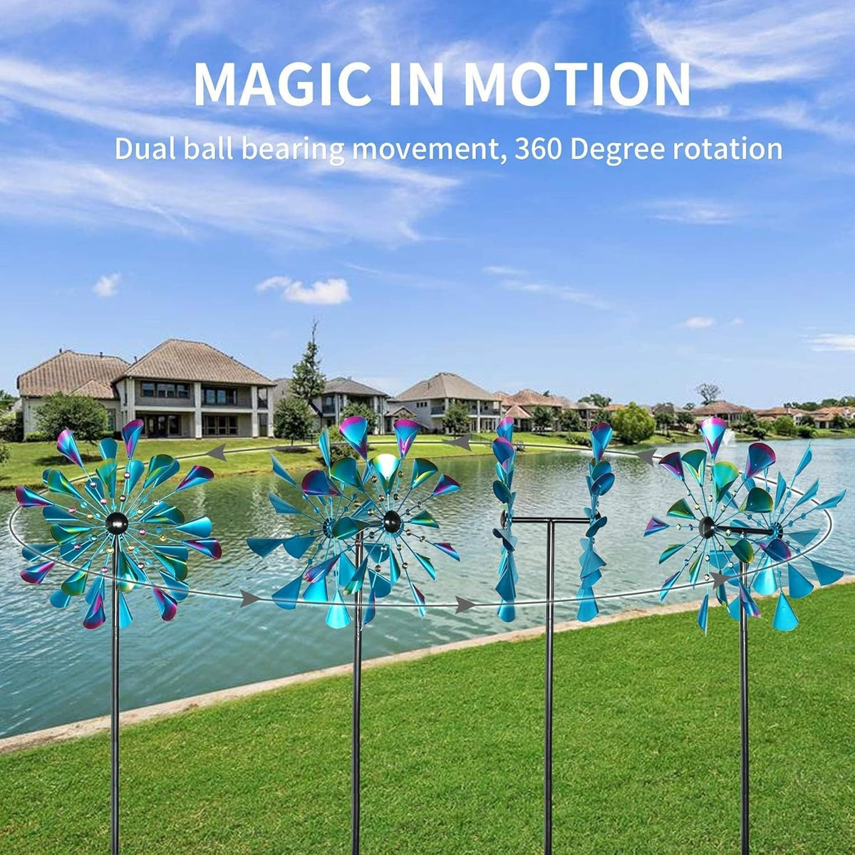 DECOROCA Kinetic Wind Spinners Outdoor - Large Metal Wind Sculptures & Spinners for Yard Patio Lawn