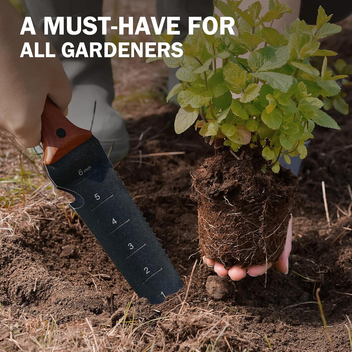 Hori Hori Garden Knife, Garden Tools with Sheath for Weeding,Planting,Digging, 7" Stainless Steel