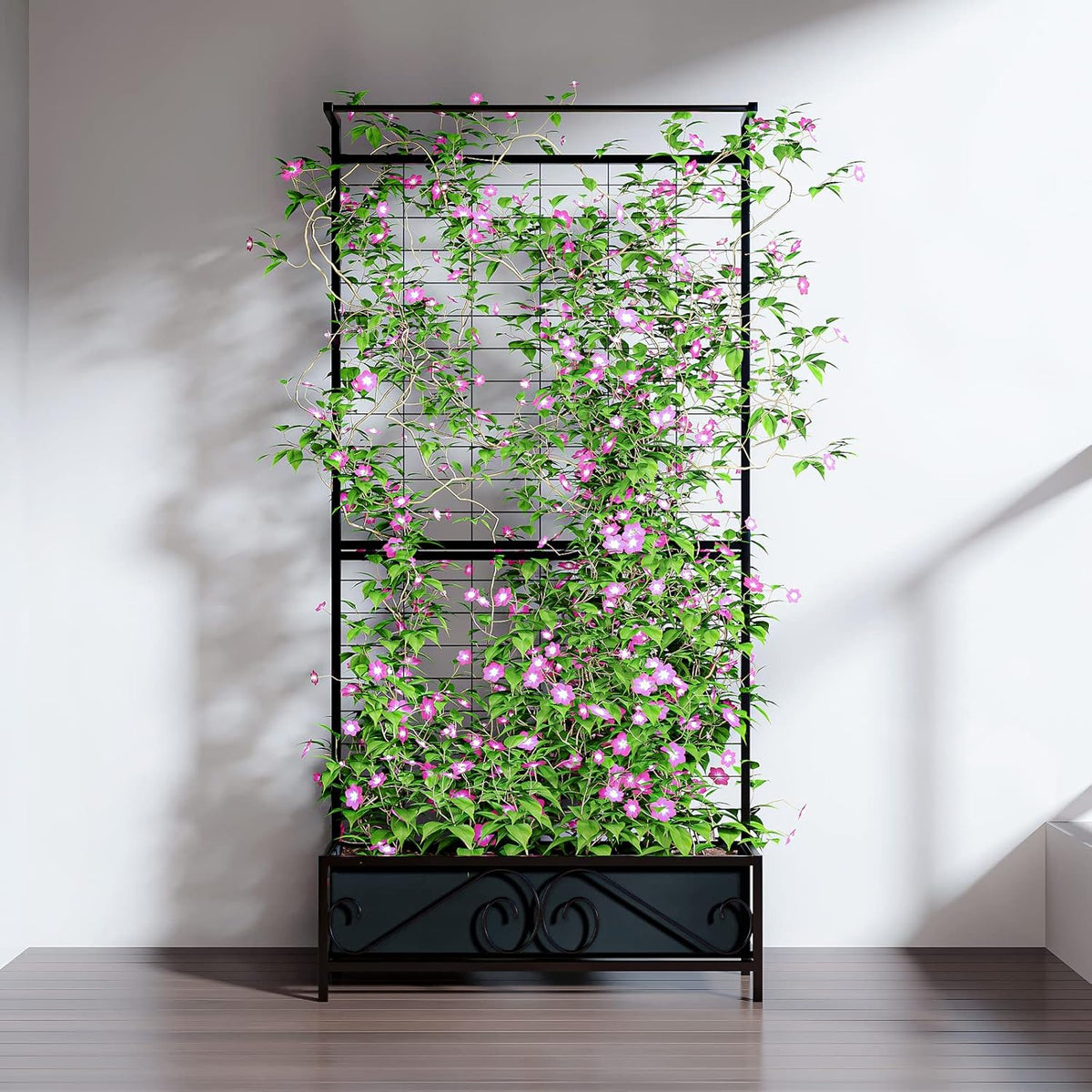 Zhongma Metal Planter with Trellis Raised Bed with Trellis for Vine Climbing Plants Flowers(12.8 x