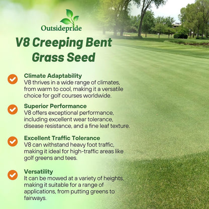 Outsidepride V8 Creeping Bentgrass Seed - 5 lbs. Fine-Bladed, Premium Quality Turf, Grass Seeds for