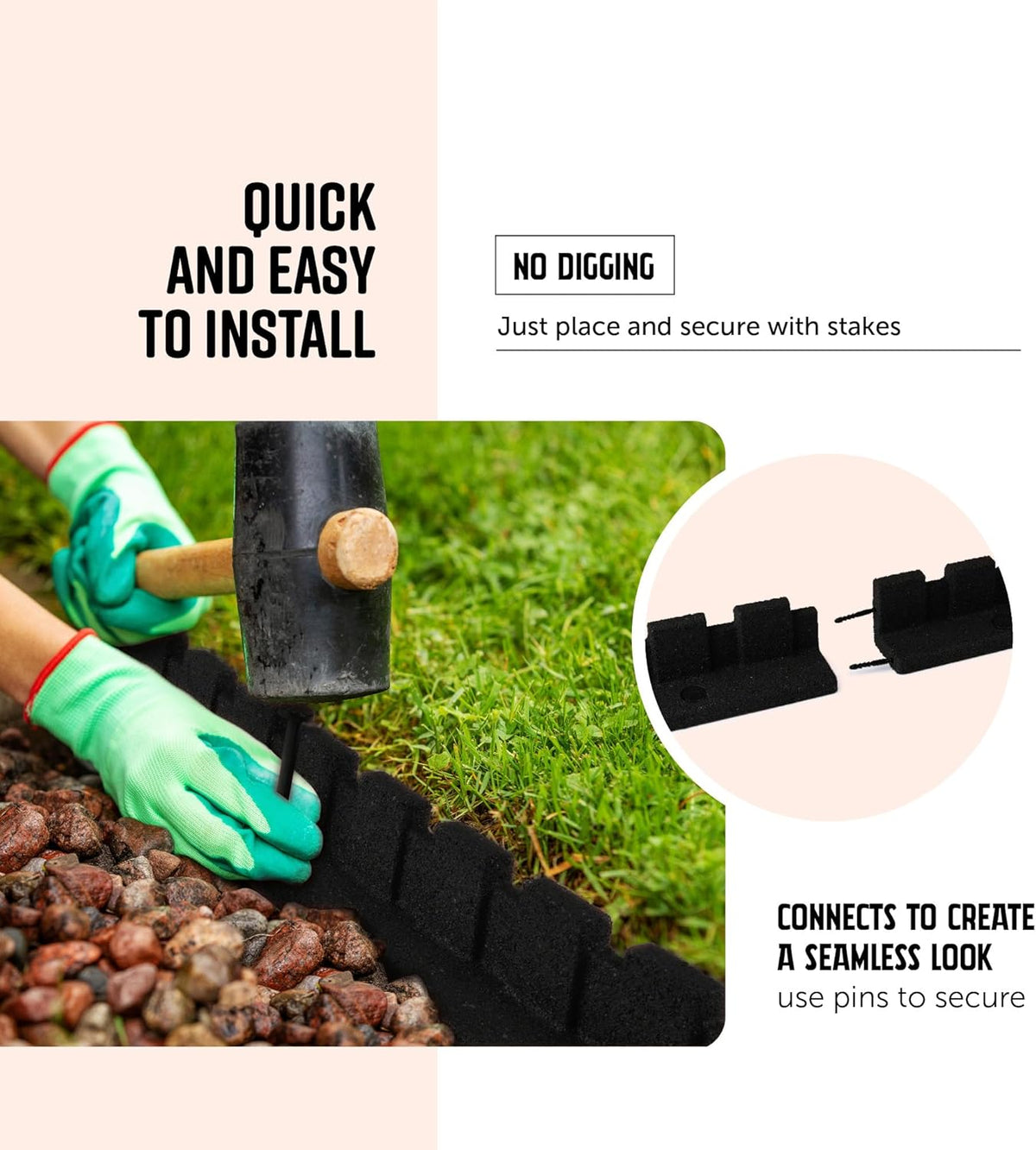 Playsafer L-Shaped Flexible Rubber Castle Edger for Lawns Landscaping and Playground | Easy No Dig