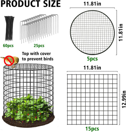 Hi Sasara 5 Sets Wire Plant Protectors Cage with Staples,11.8" Dia x 11.8" H,Plant Protector with
