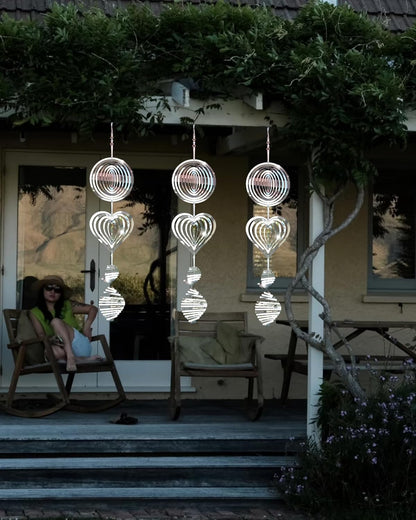 3D Wind Sculptures & Spinners Flowing-Light Effect Wind Spinners Outdoor Garden Decor Metal Square