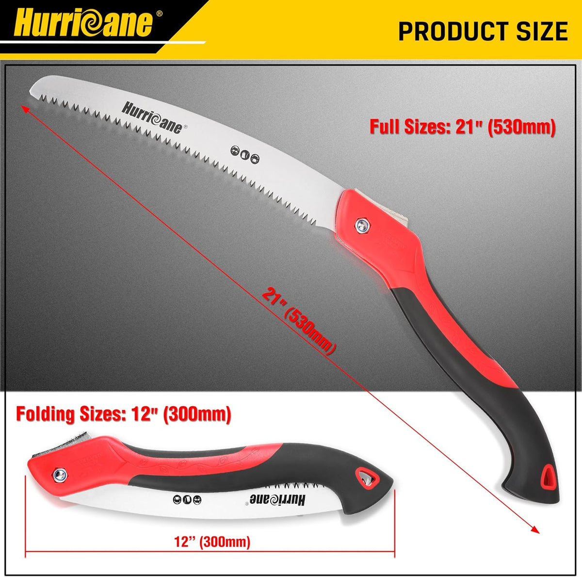 HURRICANE Folding Hand Saw, 10 Inch Pruning Saw, Hand Saw for Wood Cutting, Camping Tree Saw with