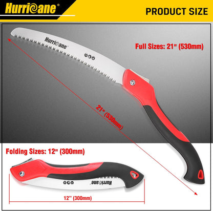 HURRICANE Folding Hand Saw, 10 Inch Pruning Saw, Hand Saw for Wood Cutting, Camping Tree Saw with