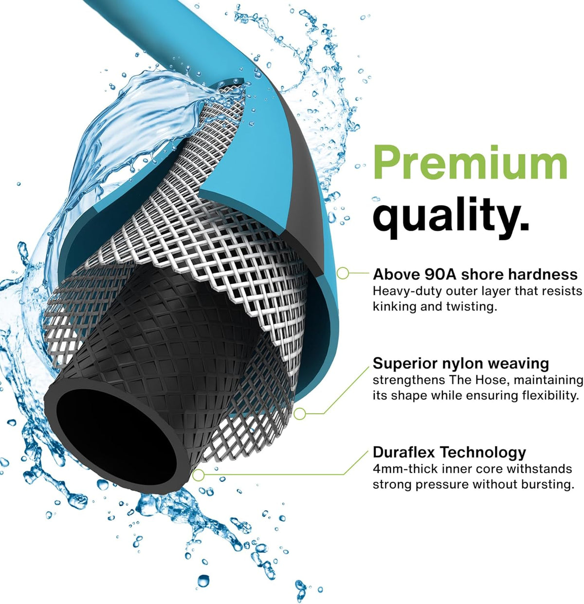 Aeromixer THE HOSE: All-In-One Watering Kit - Heavy Duty 1" 100 Ft Garden Hose, Kinkless Garden
