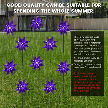 10 PCS Reflective Pinwheels for Yard and Garden Bird Devices Pre-Installed Sparkly Wind Spinner