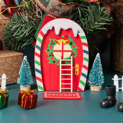 Haooryx 10Pcs Christmas Magic Miniature Tiny Fairy Wooden Doors Decorative Accessories, Welcome to