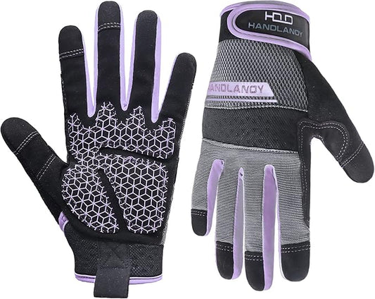 HANDLANDY Women Safety Work Gloves Utility Touch Screen Working Grip Glove for Yardwork Gardening