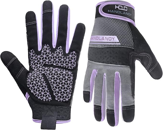 HANDLANDY Women Safety Work Gloves Utility Touch Screen Working Grip Glove for Yardwork Gardening