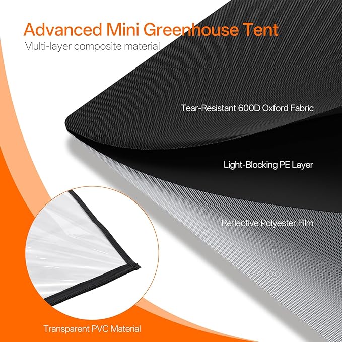 Bstrip Indoor Greenhouse with Grow Light, Plant Stand with 4 Pack 24W Full Spectrum Plant Lights