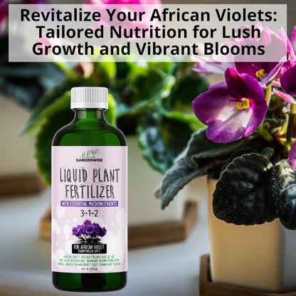 3-1-2 African Violet Fertilizer for Indoor Plants: Liquid Fertilizer with Essential Micronutrients