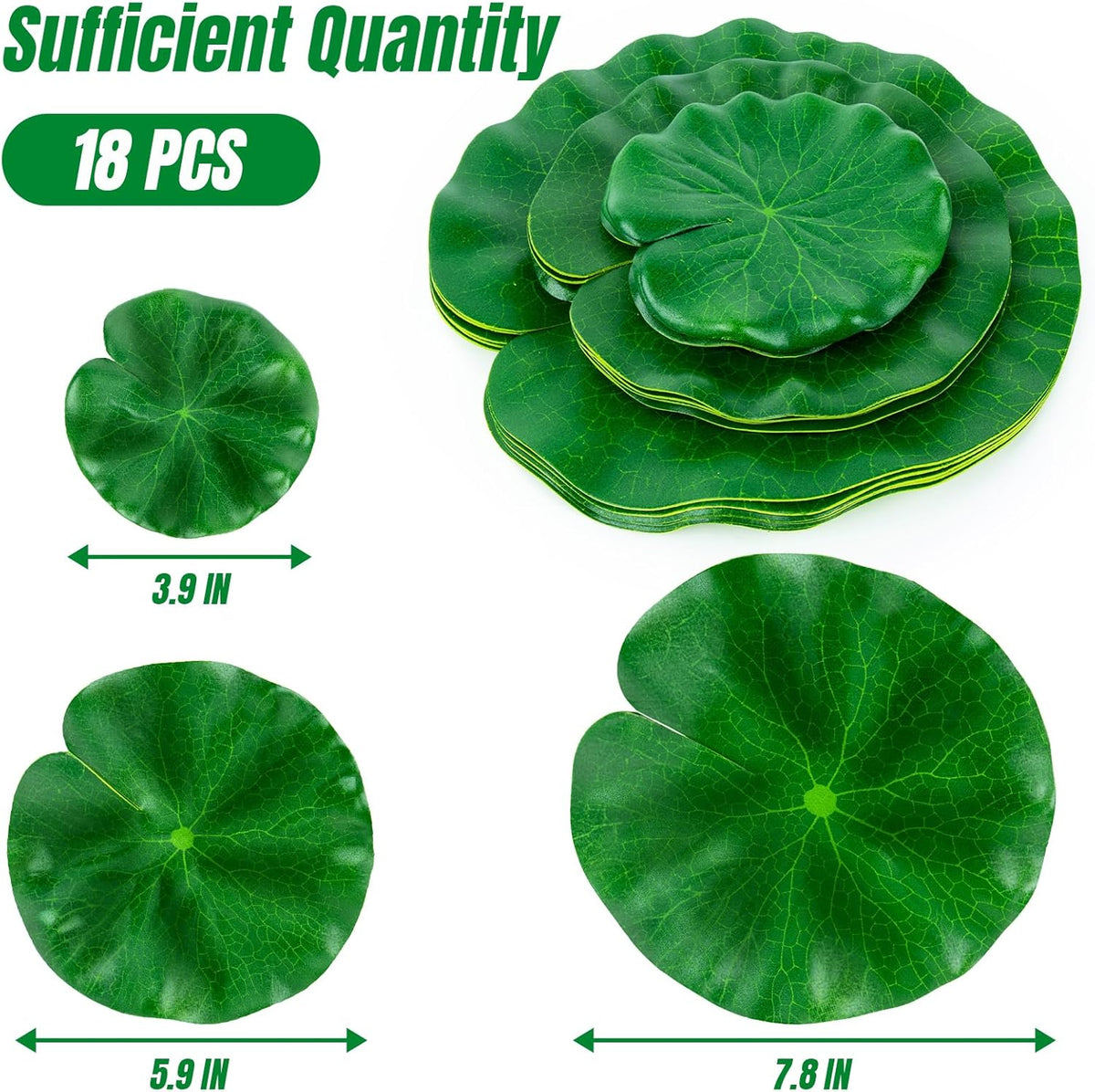 18PCS Lily Pads for Ponds Artificial Pond Plants Floating Flowers for Pool Aquarium Plants Lotus