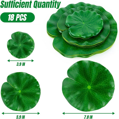 18PCS Lily Pads for Ponds Artificial Pond Plants Floating Flowers for Pool Aquarium Plants Lotus