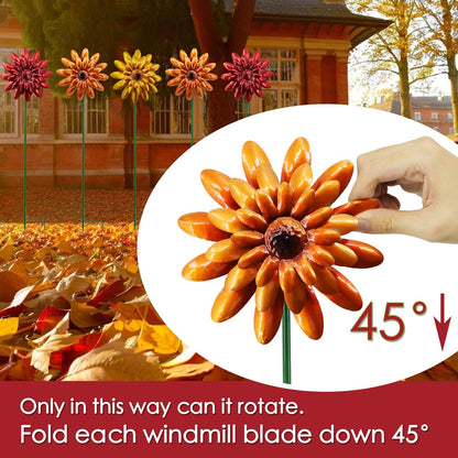 5 Pack Fall Metal Yard Stakes Decor, Autumn Yard Stakes Wind Spinners Outdoor Clearance, Fall
