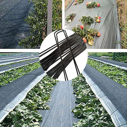 6 inch 25 Pack Black Galvanized Landscape Staples 11 Gauge Garden Stakes Pins Anti-Rust Ground