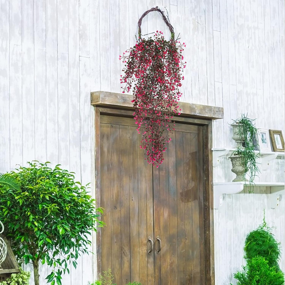 RECUTMS Hanging Fake Vine Plants 4 Pcs Artificial Large Garland Faux Flower Ferns Plant Baby Breath