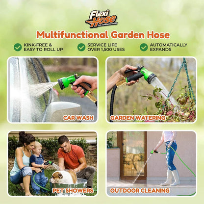 Flexi Hose Lightweight Expandable Garden Hose, 100FT -Retractable Garden Hose, Water Hose - No-Kink