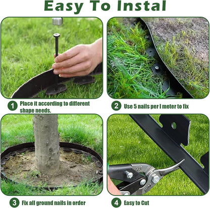 4 in Tall Landscape Edging, 100FT Plastic Garden Border Edging with 120 Anchoring Spikes, Landscape