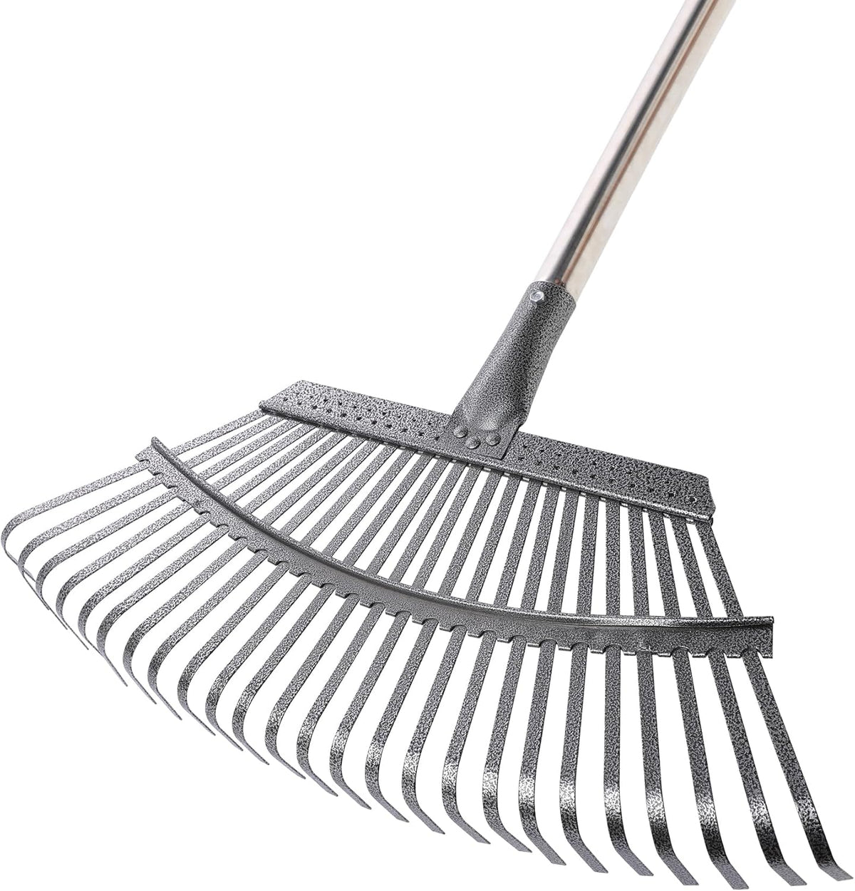 Yocada 19.3" Garden Leaf Rake Wide Heavy Duty Adjustable Long Handle Garden Rake for Yard Garden