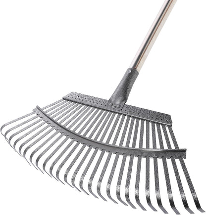 Yocada 19.3" Garden Leaf Rake Wide Heavy Duty Adjustable Long Handle Garden Rake for Yard Garden
