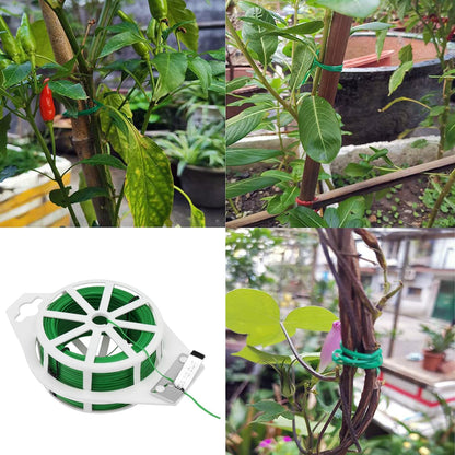 JEUIHAU 6 Reels 328 Ft Green Plant Twist Ties, Green Floral Wire,Plastic Coated Metal Wire Twist