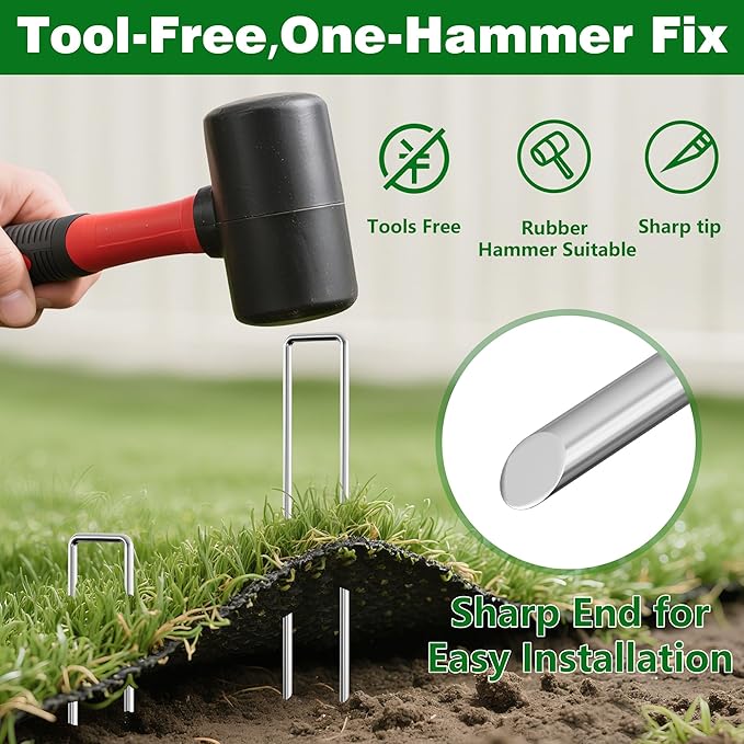 AMAGABELI GARDEN & HOME 100 Pack Galvanized Landscape Staples 12 Inch 11 Gauge Garden Staples