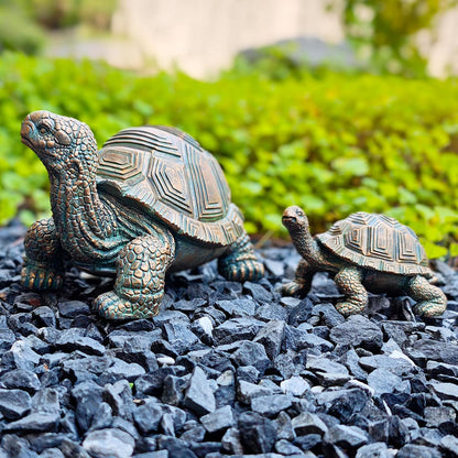 2 Pcs Outdoor Garden Turtle Statue, Cute Turtle Statue with Baby for Garden, Patio, Lawn, Outdoor