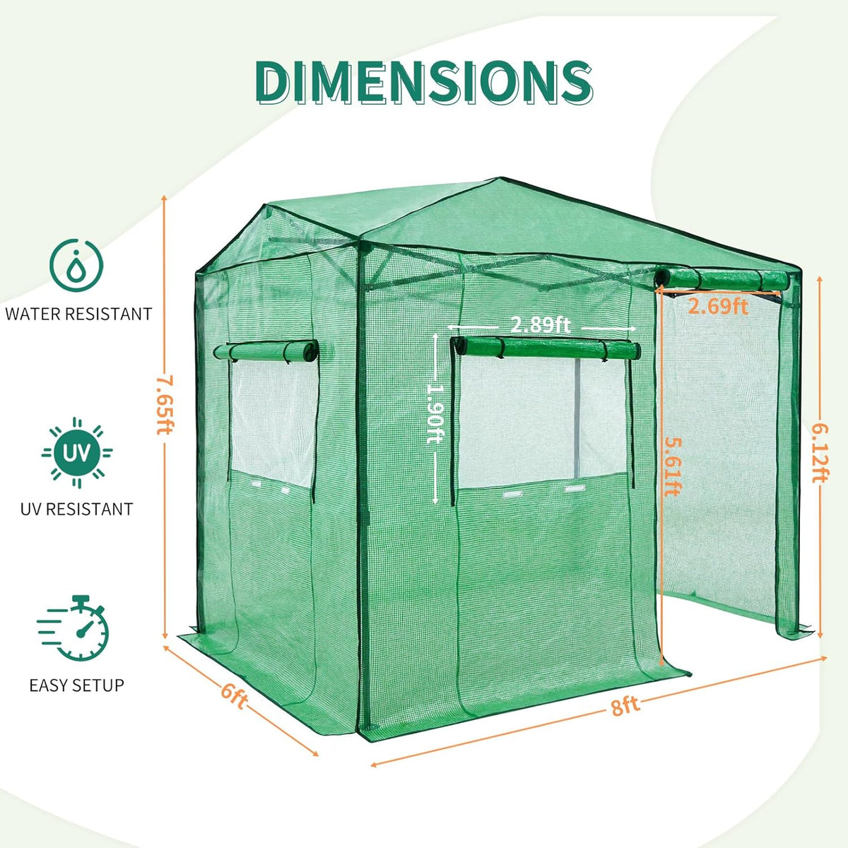 EAGLE PEAK Instant Pop-up Greenhouse, Indoor Outdoor Plant Gardening Green House, Roll-Up Zipper