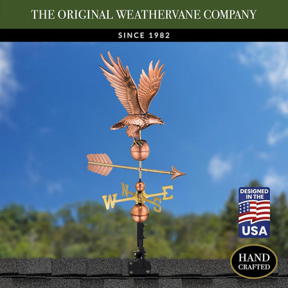 Good Directions Polished Copper Eagle Weathervane – Decorative Rooftop Accent for Barns, Homes