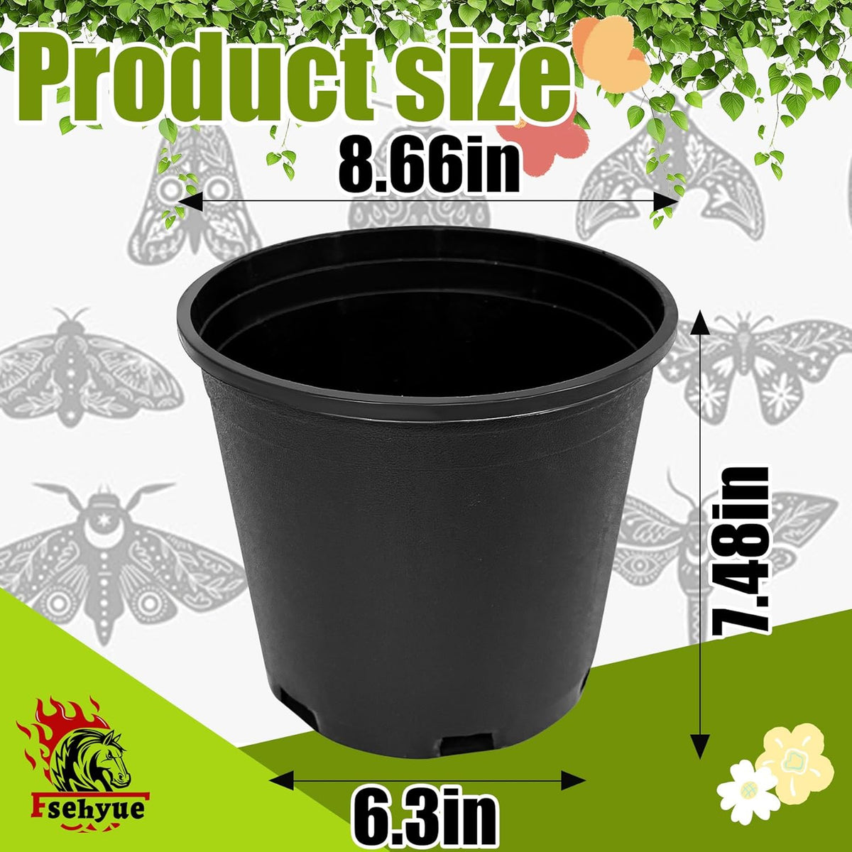 2 Gallon Nursery Pots Plastic Container Injection Molded Pot for Plants Flexible with Drainage