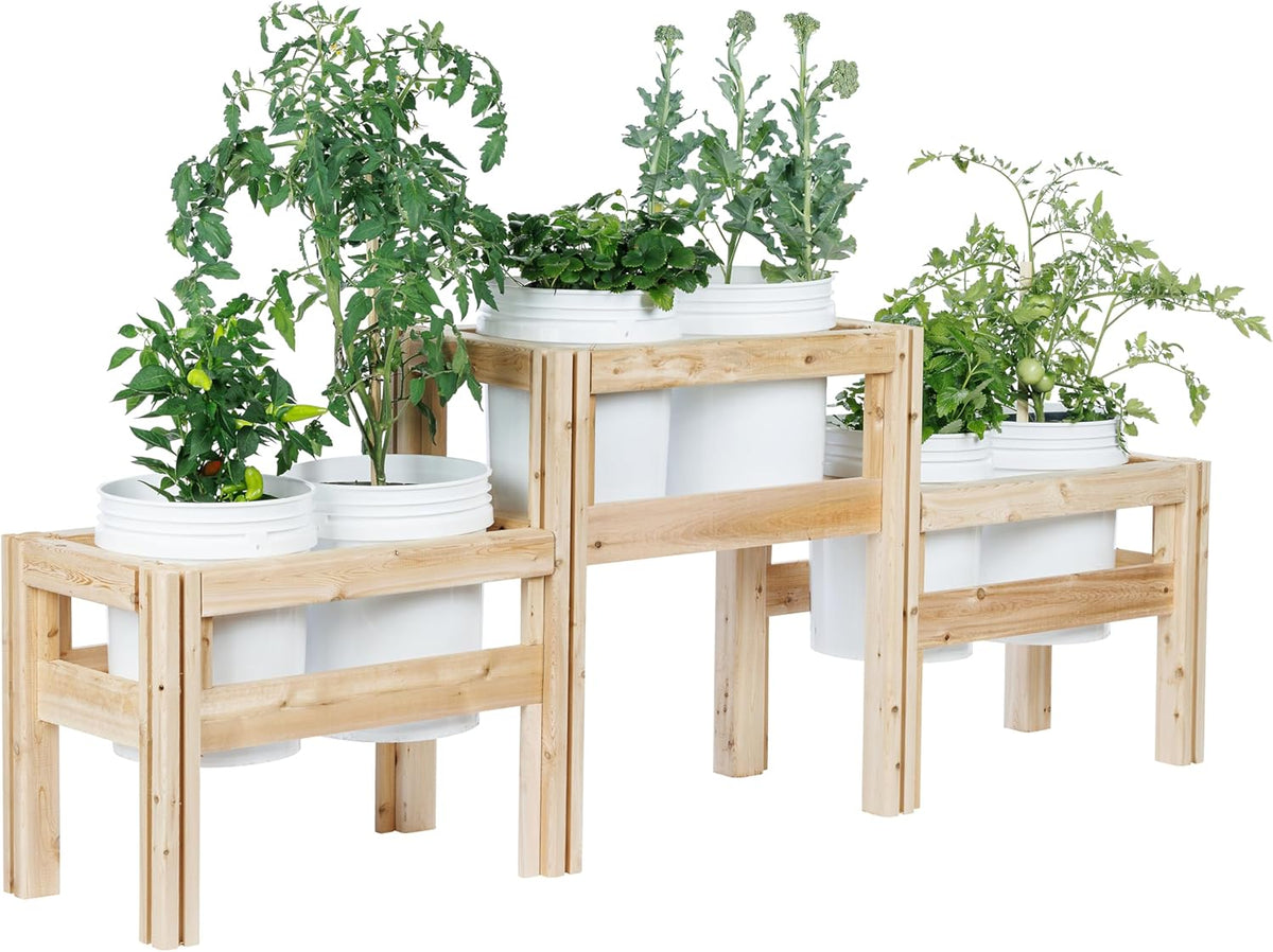 Greenes Fence Two-Tiers Six Bucket Elevated Cedar Wood Garden Frame, 79 in. x 16 in. x 30 in.