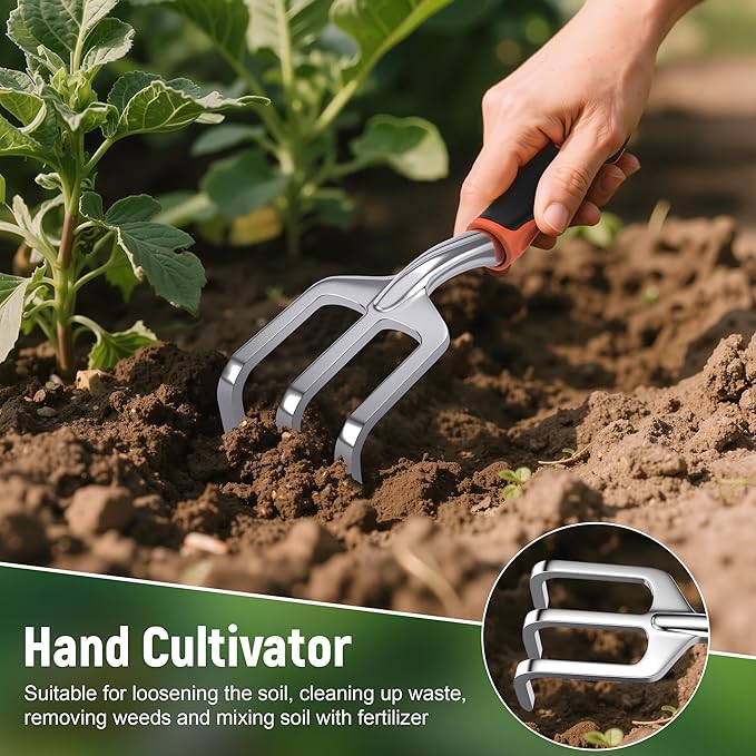 Garden Tool Set, 3 Pack Aluminum Heavy Gardening Kit Including Hand Shovel, Transplant Shovel and