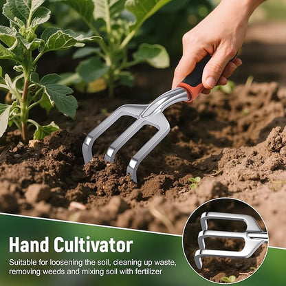 Garden Tool Set, 3 Pack Aluminum Heavy Gardening Kit Including Hand Shovel, Transplant Shovel and