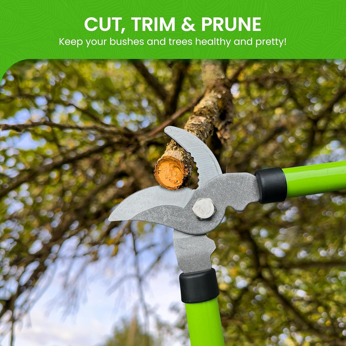 Garden Guru Bypass Loppers Tree Trimmer Clipper w/Telescopic Handle 15–22" - High Carbon Steel