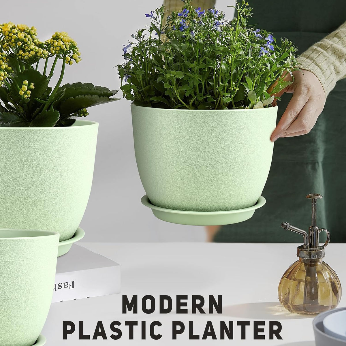 Plant Pots 12/10/9 inch Set of 3, Flower Pots with Multi Mesh Drainage Holes, Large Planters for