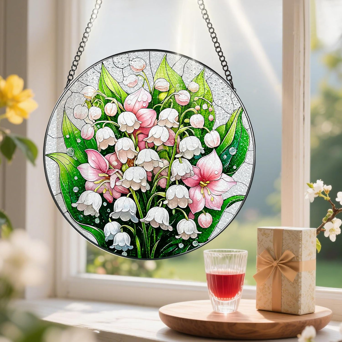 8-Inch Stained Glass Ornament, Stained Glass Window Hanging, Window Hanging Decor Suncatcher, The