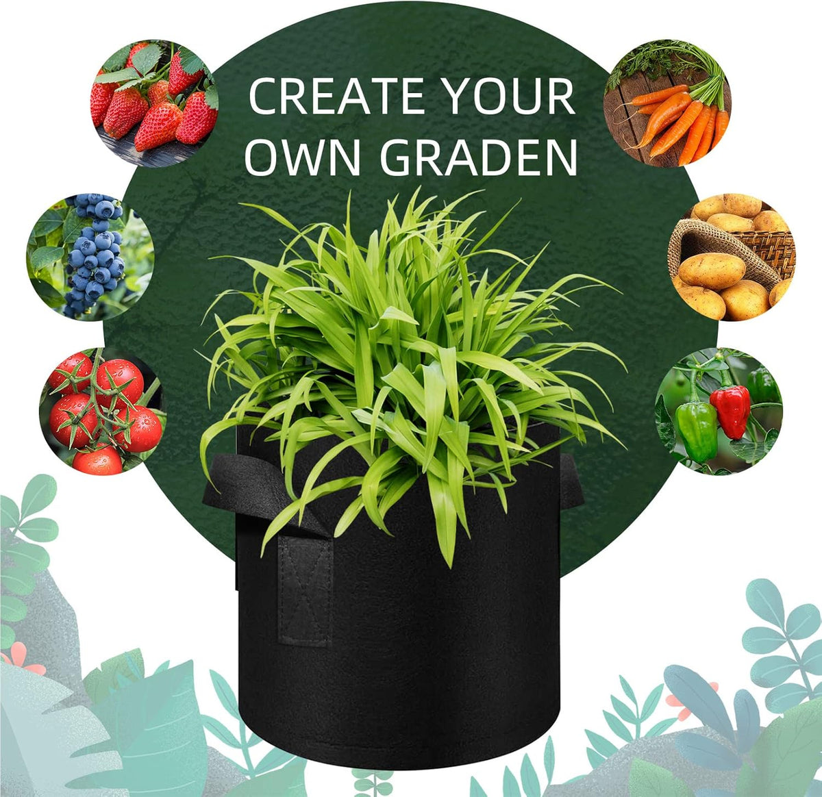 150-Pack 10 Gallon Grow Bags Bulk, Heavy Duty Thickened Nonwoven Fabric Pots with Handles, Felt