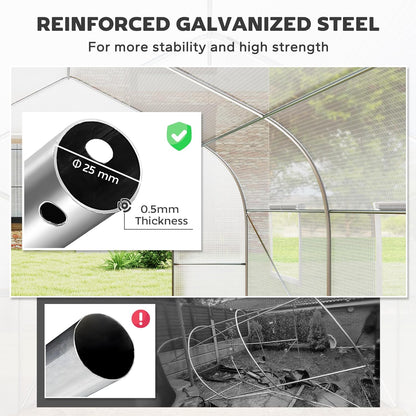 Outsunny 20' x 10' x 7' Outdoor Walk-in Greenhouse, Tunnel Green House with Roll-up Windows