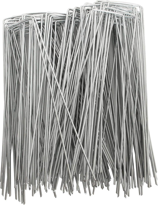 LANIAKEA Garden Stakes 8 Inch Metal Garden Staples 200 Pack Galvanized Landscape Pins Heavy Duty