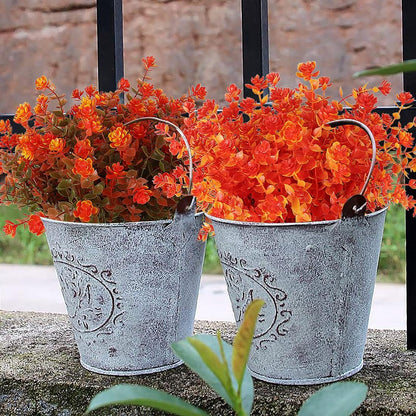 RECUTMS 8 Bundles Artificial Fall Flowers No Fade Faux Autumn Plants, Fake Indoor Outdoor Greenery